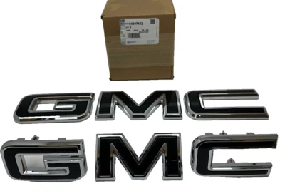 OEM Front & Rear Emblem Set In Chrome Black For 2021-2023 GMC Canyon 84907452 - Image 1 of 4