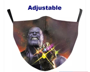 Superhero Face Mask Thanos Washable Adjustable Super Villain Unisex Cloth US  - Picture 1 of 8