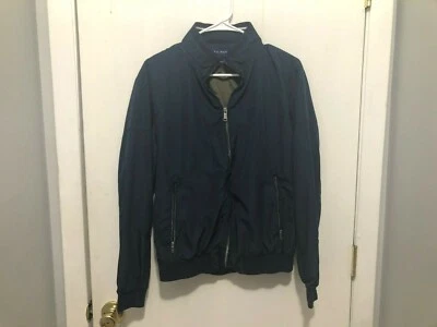 Zara Man SZ Medium Full Zip Windbreaker Blue Jacket w/ Pockets - Image 1 of 3
