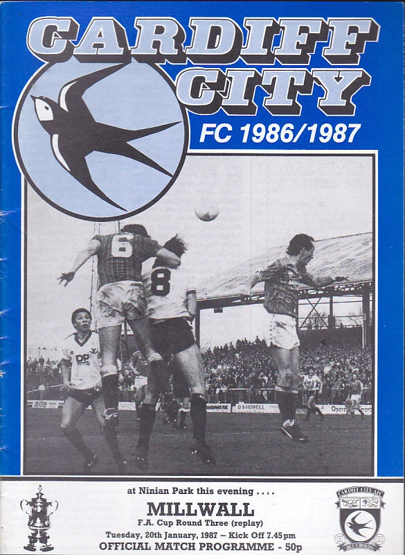1986/87 CARDIFF CITY V MILLWALL 20-01-1987 FA CUP 3RD ROUND REPLAY - Image 1 of 1