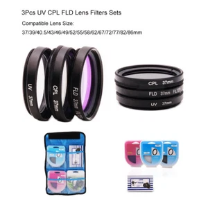 3Pcs UV CPL FLD Lens Filters Sets for 37/39/43/46/49/52/55/58/62/67/72/77/82mm - Picture 1 of 36