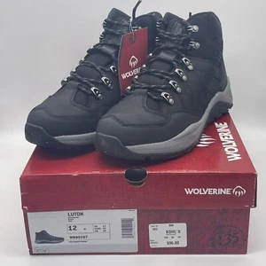 Wolverine Men's Sz US 12 Luton Waterproof Hiking Boots Black Leather W880297 NWT - Picture 1 of 20