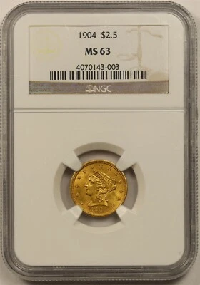 1904 $2.5 NGC MS 63 Liberty Head Gold Quarter Eagle - Image 1 of 4