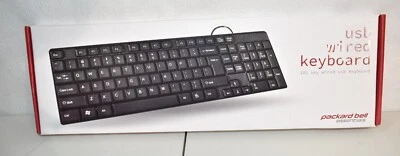 Packard Bell Essentials Low-Profile Ergonomic Compact USB Wired PC Keyboard NEW - Image 1 of 4