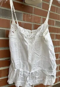 Abercrombie & Fitch White Broderie Anglaise Cami White L Fairy goth  - Picture 1 of 7