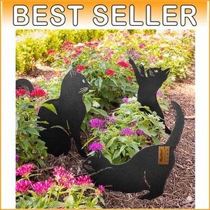 Charming 3-Pack Steel Cat Garden Decor for Cat Lovers - Outdoor Ornaments - Picture 1 of 11
