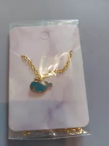 Gold Colour Blue Whale Pendant Necklace. New (A156) - Picture 1 of 4