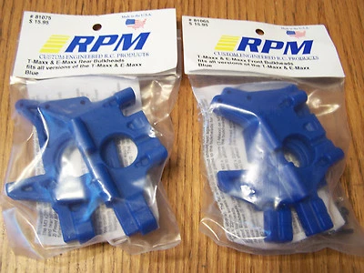 RPM 81065 Front 81075 Rear Blue Bulkheads Traxxas 2.5 3.3 .15 T-maxx E-maxx S - Image 1 of 2