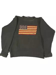 Vintage Green Polo Ralph Lauren Flag Sweater Large, preowned, - Picture 1 of 6