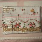 Roses Pink Burlington Twin Flat Sheet Shabby Chic No Iron Vintage Fabric Cottage