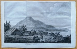 Cook Voyages Original Kupferstich Dorf Hippah Neuseeland - 1774 - Bild 1 von 1