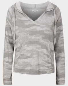 Ex Maurices Ladies Grey Camouflage Print Hooded Top, Pocket, Sizes Small To XXL - Picture 1 of 5