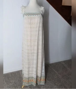 Anthropologie Cecilia Prado Augusta Tasseled Maxi Dress S Ivory Crochet Beachy - Picture 1 of 4