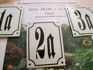 Hausnummer Nr. 2a Emaille  schwarze Zahl auf weißem Hintergrund 10 cm x 12 cm - Picture 1 of 12