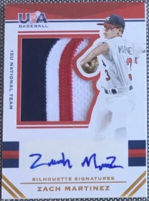 2017 Panini USA Stars & Stripes Silhouettes Zach Martinez PATCH AUTO #d /25 - Image 1 of 2