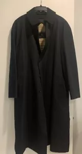 Men’s Burberry London Black Long Overcoat-Zip out Wool Liner-size 42 R-EUC! - Picture 1 of 21