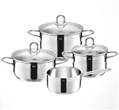 Silit Edelstahl Topf-Set Diamant 4-tlg. Schüttrand Glasdeckel teilmattiert neu - Bild 1 von 3