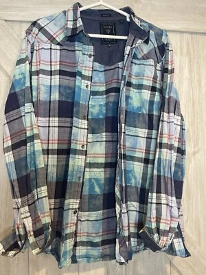 Camisa GUESS Para Hombres Botón Frontal Manga Larga XL Algodón Calce Ajustado Foto 1 de 4