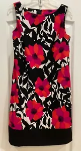 Dressbarn Womens Sheath Dress Size 10 Red White Black Bright Back Zip Y9 - Picture 1 of 8
