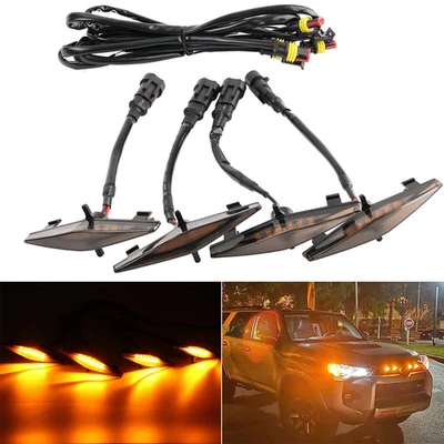 Set 4pcs Smoked Front Grille Led Amber Lights Light For Toyota 4Runner 2014-2019 Foto 1 de 4
