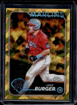 2024 Topps Chrome Sapphire Jake Burger Gold Refractor #29/50 Marlins - Image 1 of 2