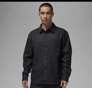 Air Jordan Essentials Button Down Shirt Mens Medium Black Long Sleeve FV7446 010 - Picture 1 of 3