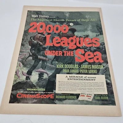 Revista de anuncios de películas Kirk Douglas 20000 leguas bajo el mar de colección Disney 1954 Foto 1 de 4