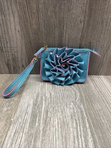 ❅�JAZZD Flower Teal Floral Wristlet Geldbörse Kleingeldbörse - Bild 1 von 13
