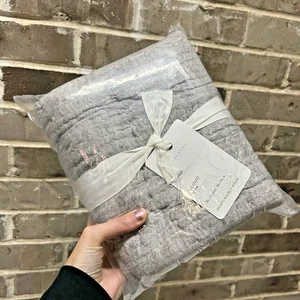 Pottery Barn Wolkengrau Handarbeit Baumwolle Leinen gesteppt Schein EURO Bezug Neu mit Etikett - Bild 1 von 4