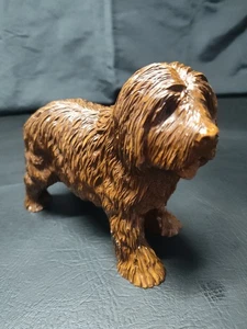 VGT Red Mill Carved Pecan Shell Resin English Sheep Dog Weighted Figurine 7.5x6" - Picture 1 of 21