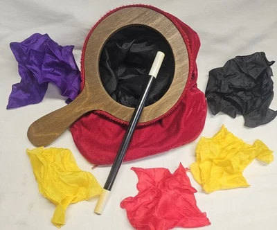 Vintage Magic Change Bag Dissappear Trick Velvet Magician Tools Wand Silk Scarve - Image 1 of 4