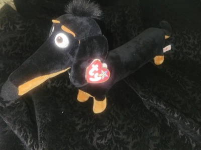 NEW Ty Beanie Babies Secret Life of Pets Buddy 11 inch Plush Dachshund Dog Black - Image 1 of 3