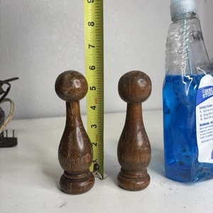 Pair Architectural Salvage Turned Wood Finials Furniture Large Chess Pawns 6” - Picture 1 of 6