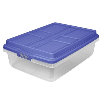 Hefty 40 Quart Clear Latched Storage Bin with HI-RISE Blue Lid - Image 1 of 4
