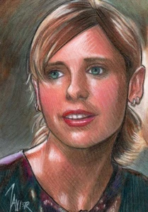 BTVS BUFFY Vampire Slayer SARAH MICHELLE GELLAR Sketch Card ORIGINAL 1/1 ART - Picture 1 of 2