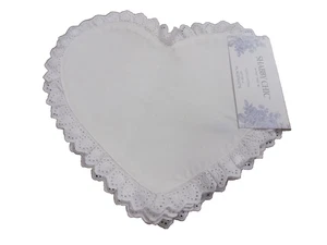 SHABBY CHIC Valentine HEART Shaped 12x14" PLACEMATS WHITE EYELET Lace Set of 4 - Picture 1 of 4