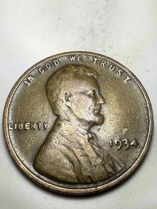 1934 Lincoln Wheat Cent - DIE CRACK Through Date & Die Chip - Picture 1 of 8