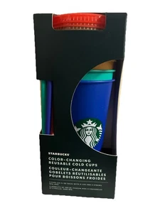 Starbucks Reusable Color Changing Cold Cups (5 Becher, 5 Deckel, 5 Strohhalme) NEU IM KARTON - Bild 1 von 1
