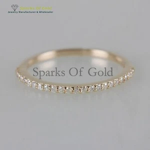 0,108ct Half Pave Diamant Ring 14K Gelbgold Verlobungsring feiner Schmuck Geschenk - Bild 1 von 2