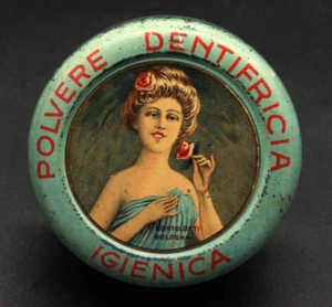 Antica Scatola Latta Pubblicità Polvere Dentifricia Igienica Bortolotti Bologna - Picture 1 of 5