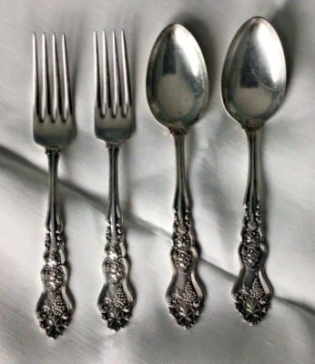 PLATO DE PLATA MOSELLE AMERICANO VINTAGE (2) TENEDOR DE 7" y (2) cuchara sopera ovalada de 7" Foto 1 de 4