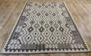 Alfombra de lana oriental Kilim afgana/turca hecha a mano vintage 248x175 CM - Imagen 1 de 9