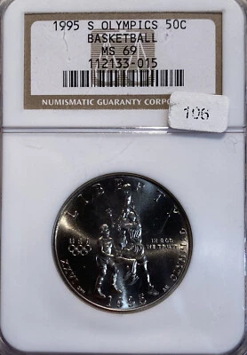 1995-S Olympics Basketball Half Dollar NGC MS-69 - Image 1 of 4
