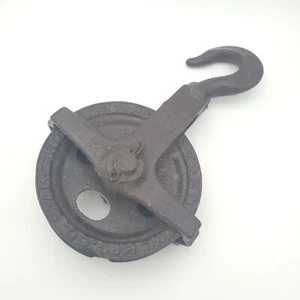Antique Cast Iron Steel Yale & Towne 1 Ton Pulley, Nonworking Only Decor, 14" - Picture 1 of 9