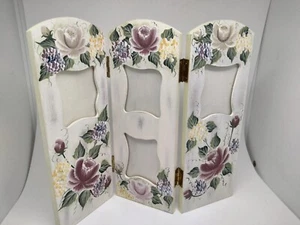 Wooden Hand Painted Shaby Chic Cottage Core Decorative Floral Rose Picture Frame - Picture 1 of 12