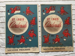 (2) - 1952 ST LOUIS CARDINALS BASEBALL SOUVENIR PROGRAM SCORECARDS - Picture 1 of 11