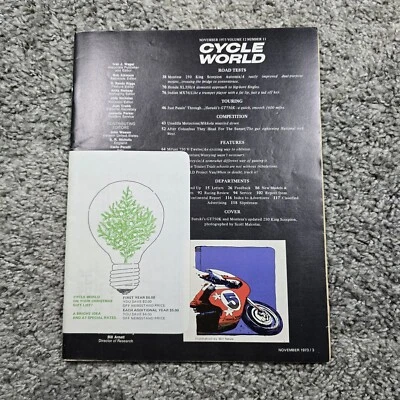 Cycle World November 1973 Vol 12 No 11 118 Slipstream Rare Copy Collectable  - Image 1 of 4