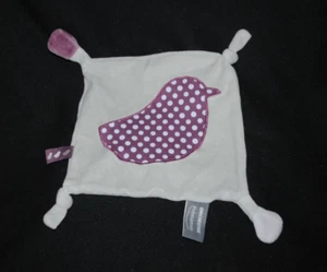 Doudou plat gris ORCHESTRA PREMAMAN oiseau violet pois NEUF - Picture 1 of 1