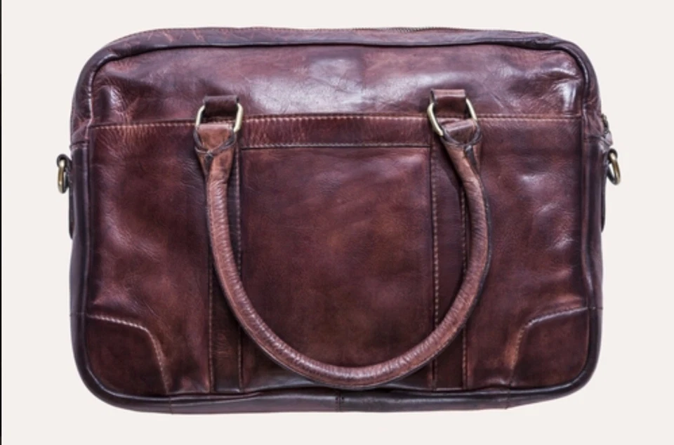 Maletín de cuero lavado para portátil con correa extraíble (10,5" L x 14,5" W x 3,5" D) Foto 1 de 4