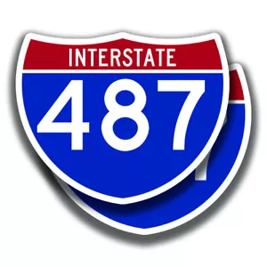 NEW YORK INTERSTATE 487 STICKER 2 Decals Road Sign Bogo Highway Car Bumper - Picture 1 of 1